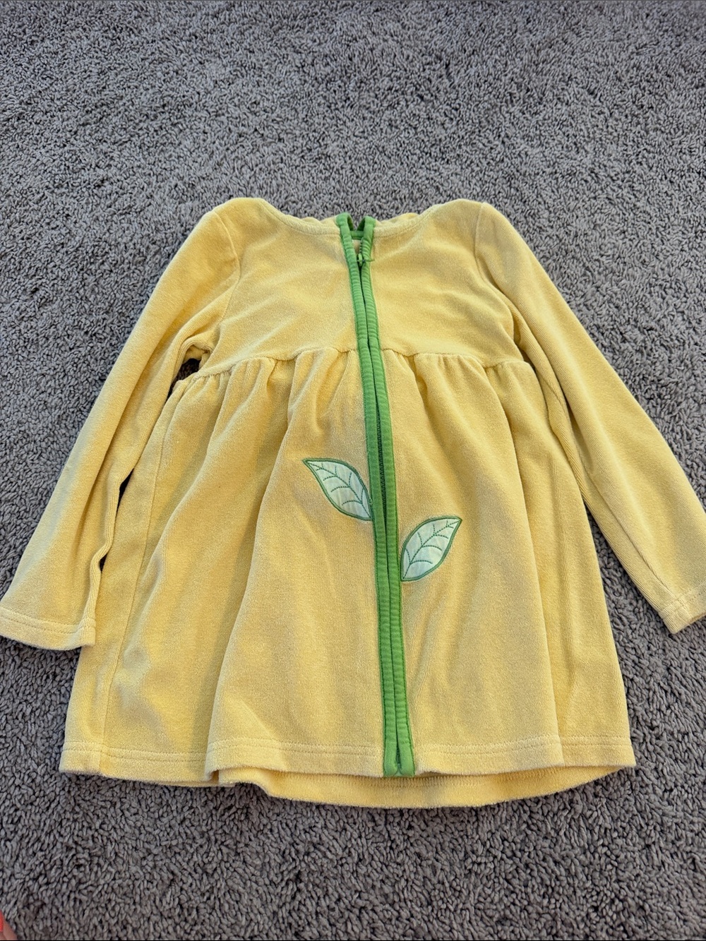 Gymboree Yellow Hooded Flower Coverup with Green Trim - Picture 3 of 4
